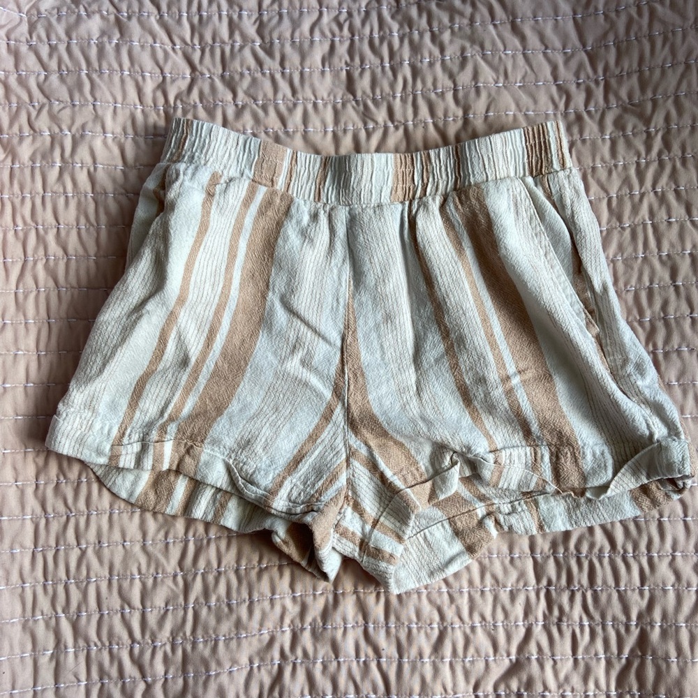 Striped Tan and Cream Women's Shorts